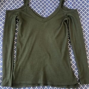 Hollister, green, XS cold-shoulder long-sleeve.